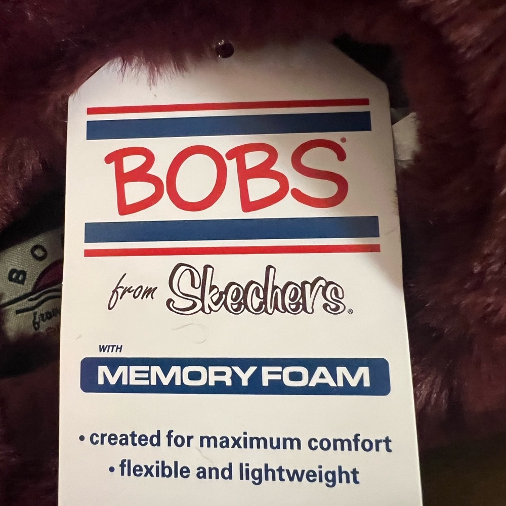 Skechers Women’s' BOBS Furry Slippers - Burgundy - Picture 4 of 6